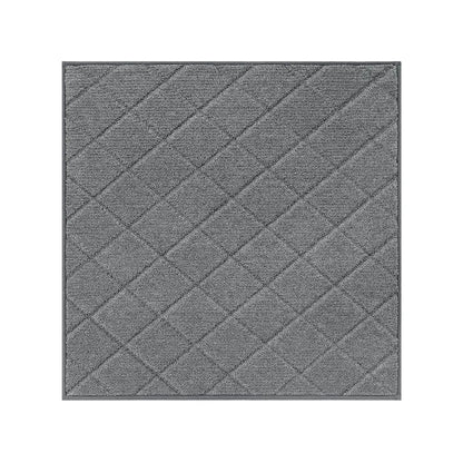 Medium grey diamond patterned landing mat on a white background