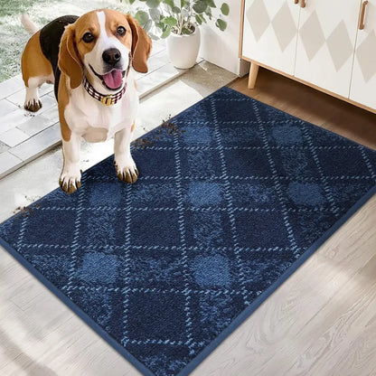 Navy Blue 20x32 Plaid Door Mats