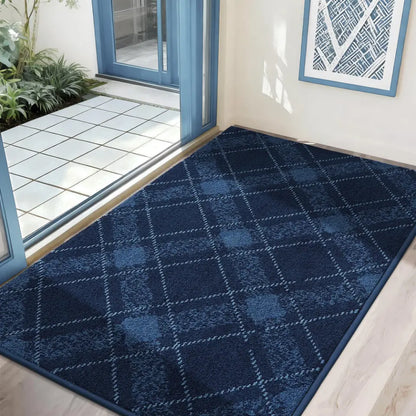 Navy Blue 32x48 Plaid Door Mats