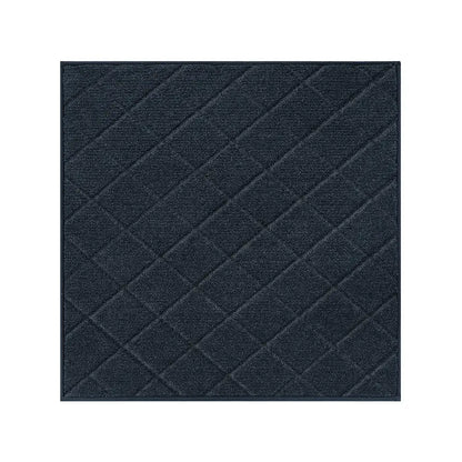 Navy blue textured square stair mat on a white background
