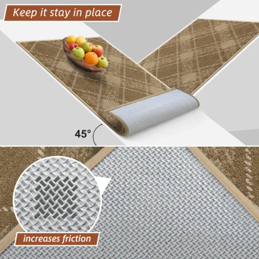 Plaid Door Mats with Non-Slip TPR Backing