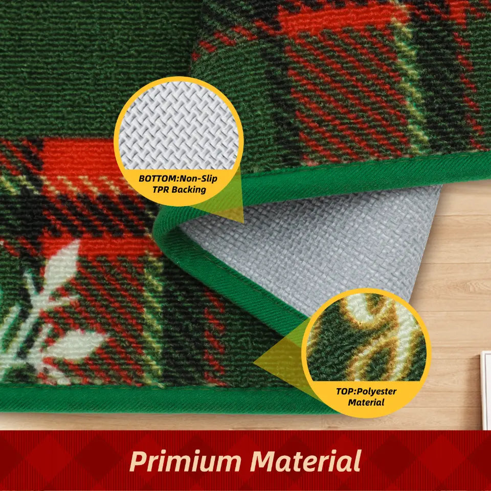 Primium Material of Green Tartan Xmas Floor Mat