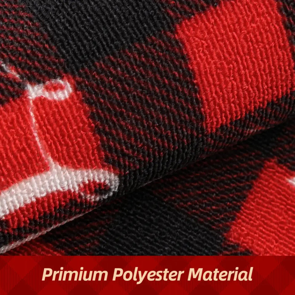 Primium Polyster Material of Buffalo Plaid Poinsettia Christmas Kitchen Rug Runner