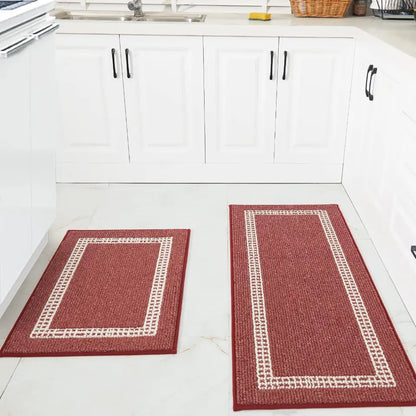 Red Frame Washable Kitchen Mats