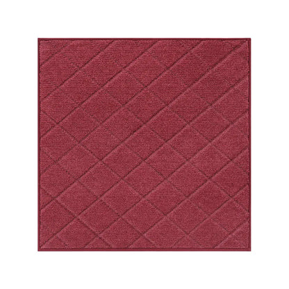 Red textured square mat on a white background