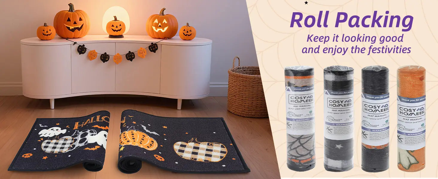 Scary Front Door Mat for Halloween with Roll Packing