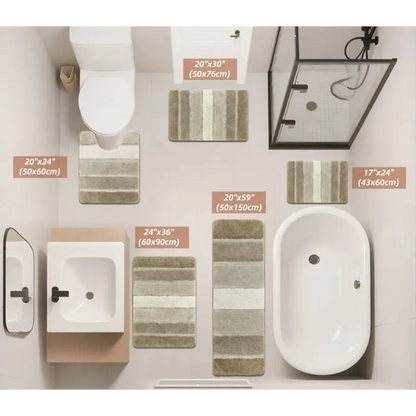 Size Chart of Ombre Bathroom Rug