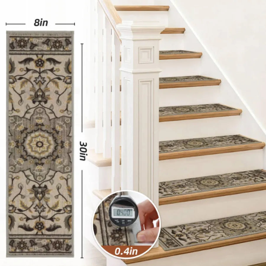 Size Details of Vintage Floral Durable Stair Treads
