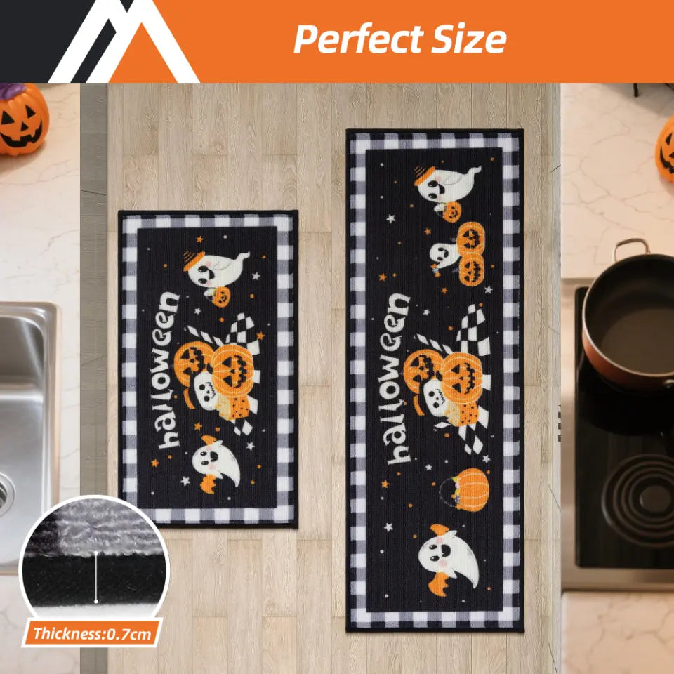 Size Dimension of Halloween Ghost and Pumpkin Kitchen Mat