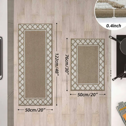 Size Dimension of Small Taupe Grid-Filled Border Cool Kitchen Rugs