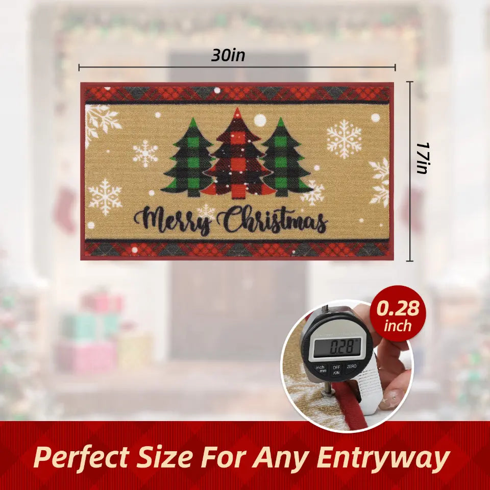 Size of Tree Snowflakes Christmas Front Door Mat