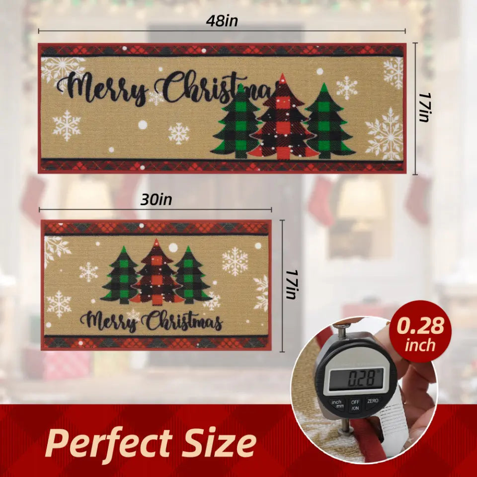 Size of Tree Snowflakes Xmas Kitchen Mats
