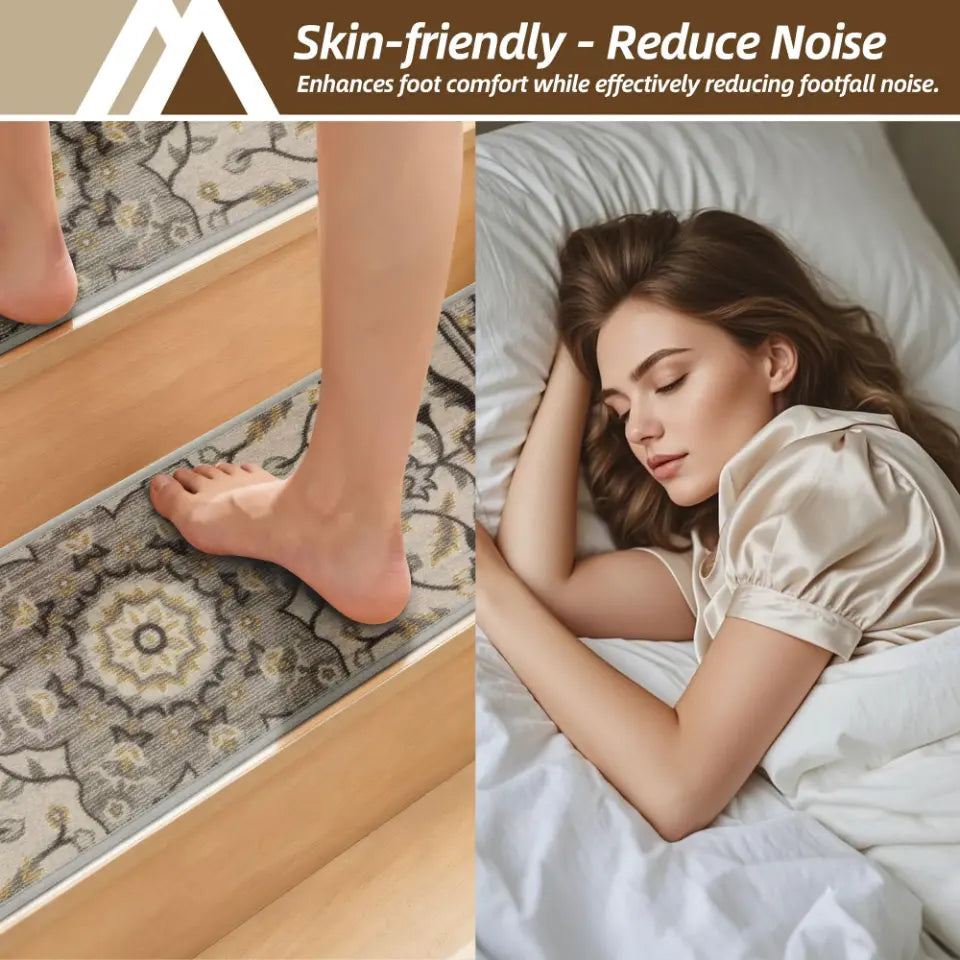 Skin-Friendly and Reduce Noise Geometric Floral Durable Stair Treads