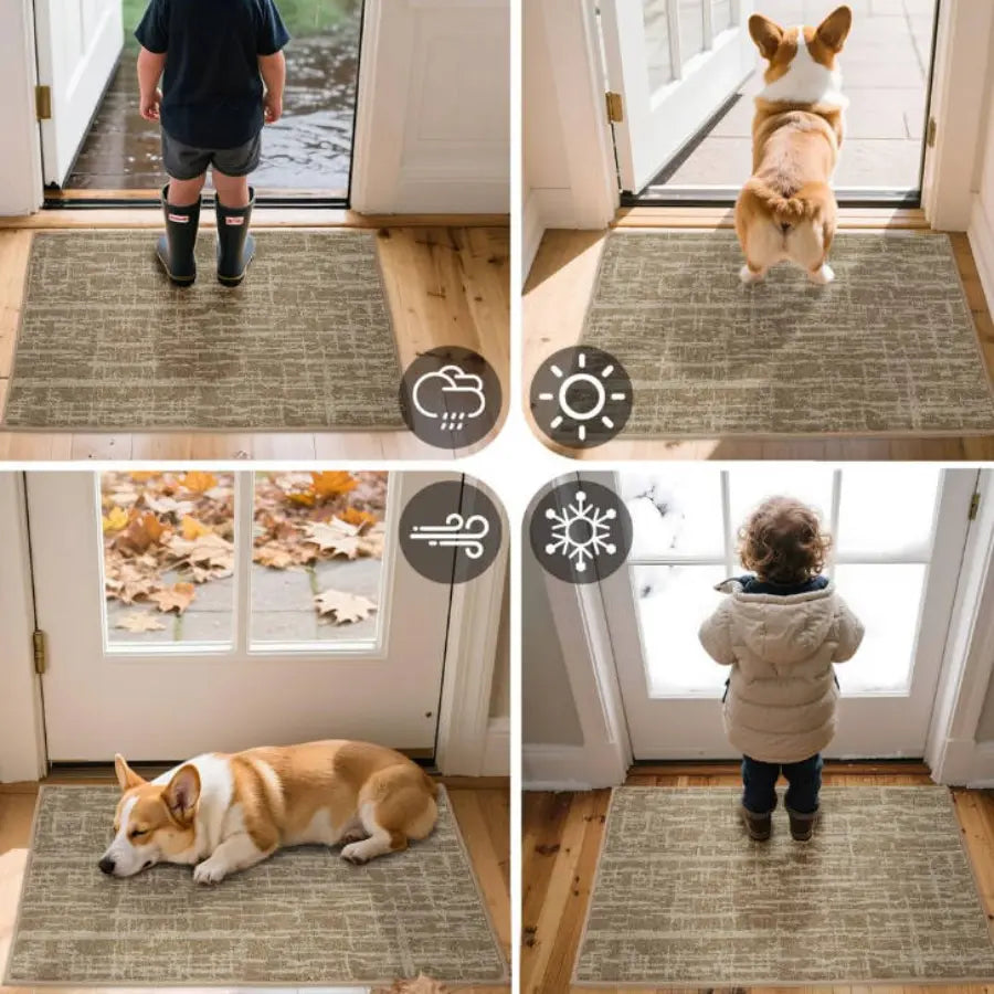 Taupe Abstract Carpet Front Door for All Season