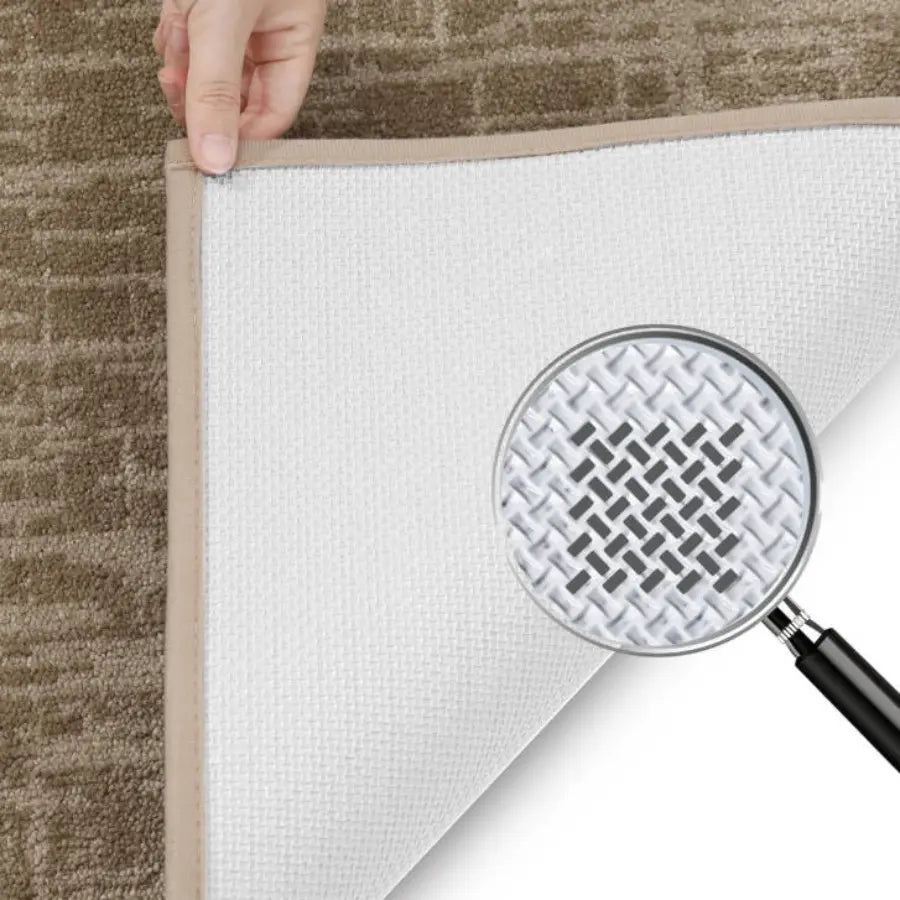 Taupe Abstract Carpet Front Door with Non-Slip Rubber Backing