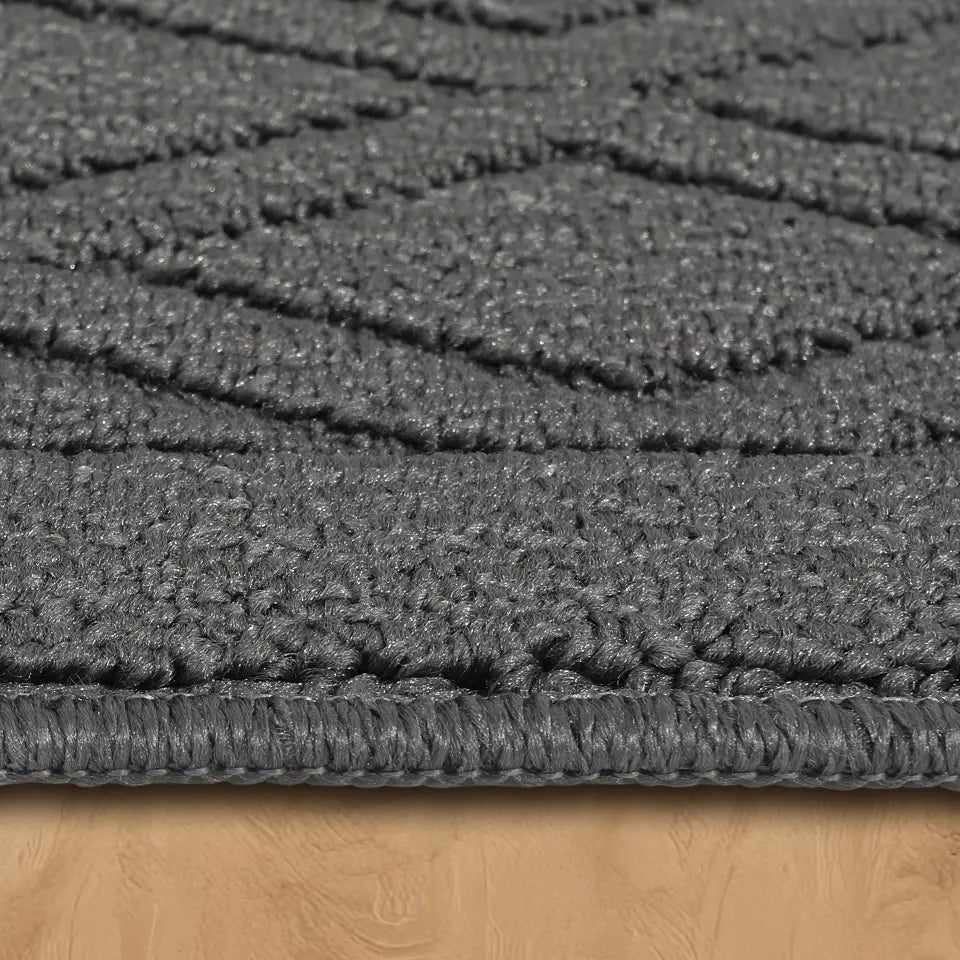 Thickness of Grey Wave Geometric Kitchen Mat