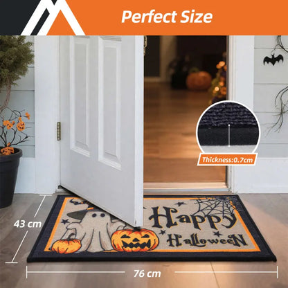 Thin Profile Happy Halloween Spiderweb Doormat