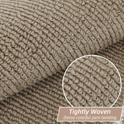Tightly Woven Taupe Grid-Filled Border Cool Kitchen Rugs