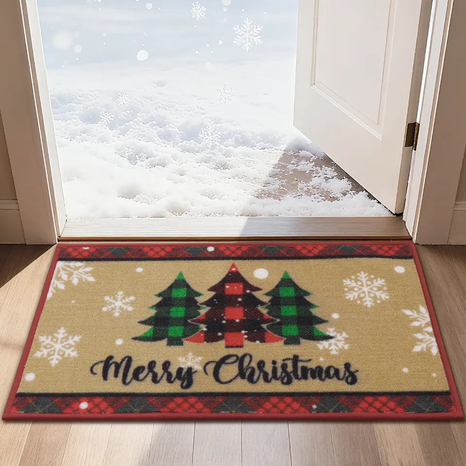Tree Snowflakes Christmas Front Door Mat