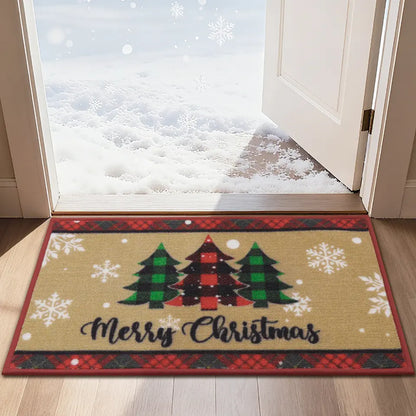 Tree Snowflakes Christmas Front Door Mat