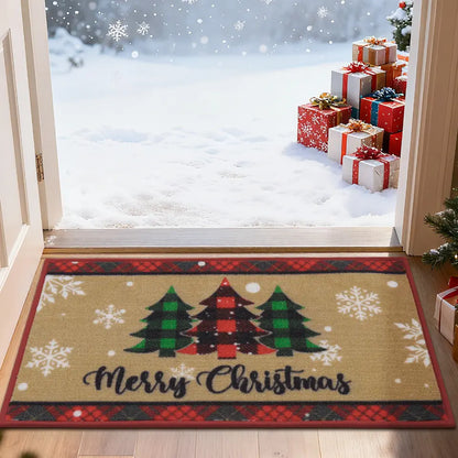Tree Snowflakes Christmas Front Door Mat for Xmas Design