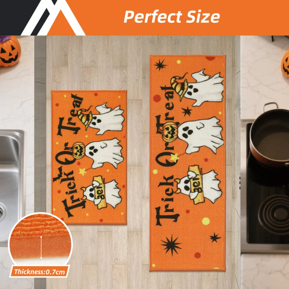 Trick or Treat Halloween Kitchen Mat Size View
