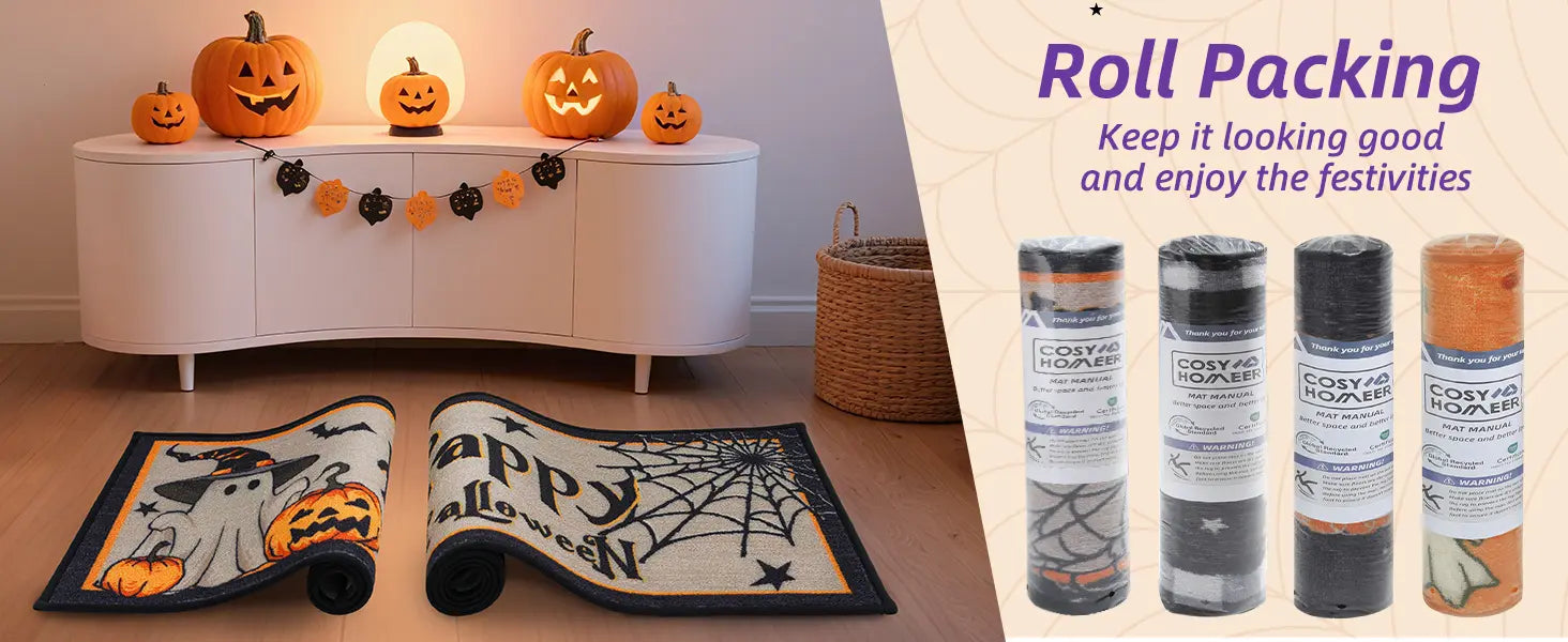 Trick or Treat Halloween Kitchen Mat with Roll Packaging