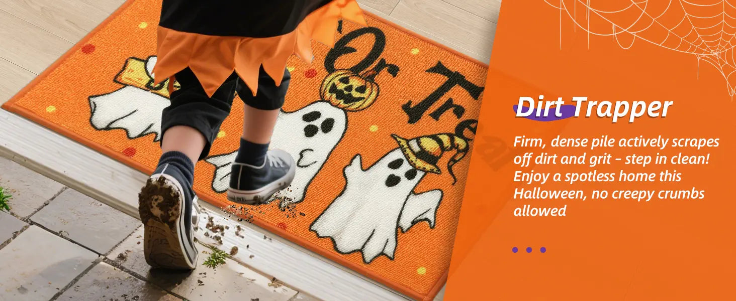 Tricker or Treater Back Home Through Trick or Treat Spooky Halloween Welcome Mat