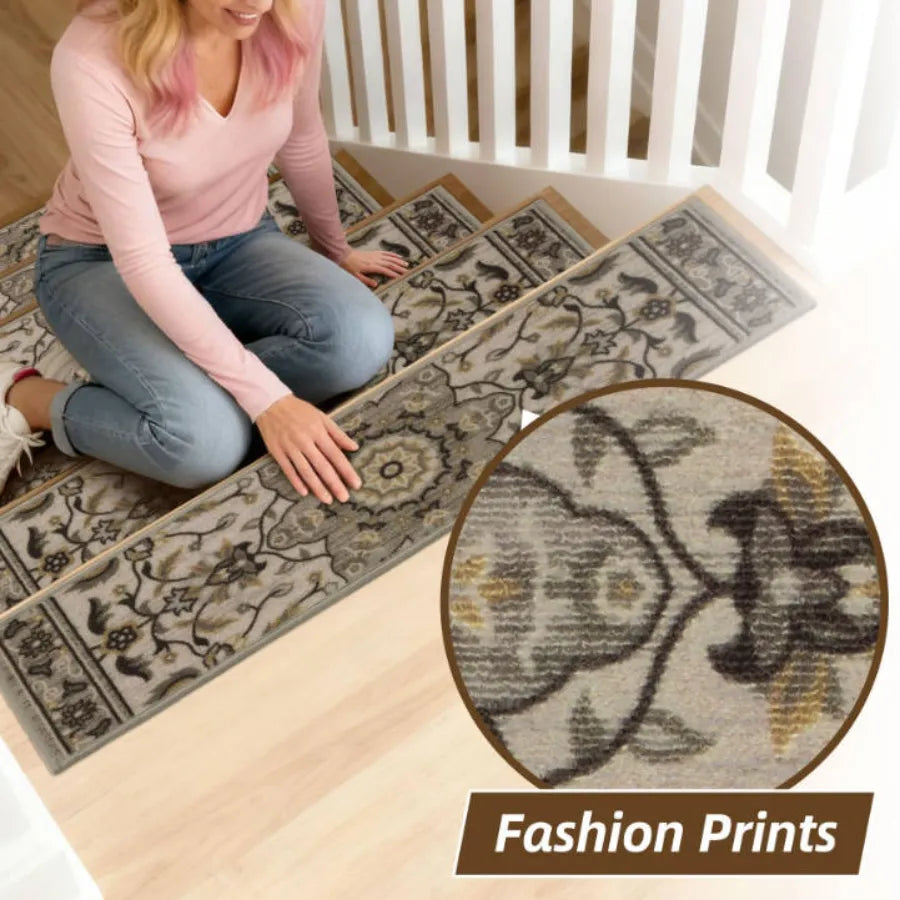 Vintage Floral Durable Stair Treads with Fashion Prints