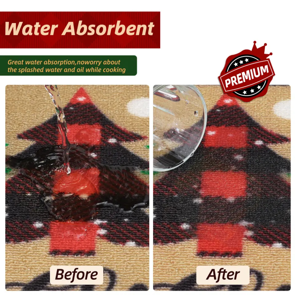 Water Absorbent Tree Snowflakes Xmas Kitchen Mats